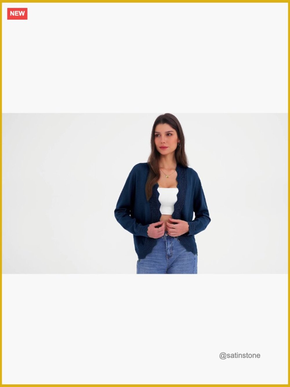 Lightweight Open Front Cardigan - Long Sleeve Knitted Shrug Sweater - Picture 7 of 7